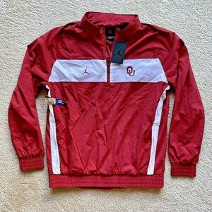 [L] NIKE AIR JORDAN OU OKLAHOMA SOONERS 14 Zip Windbreaker Track Jacket Crimson